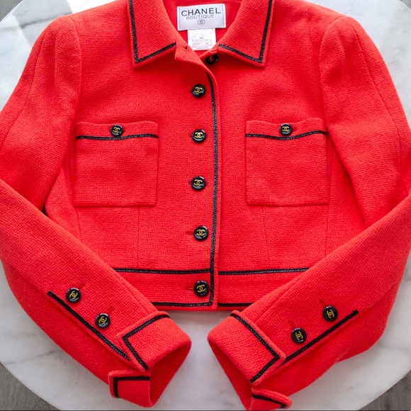 Chanel Vintage Spring 1995 Cropped Red 95P Jacket - Picture 6 of 14